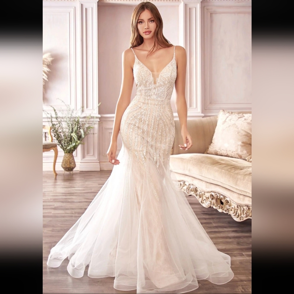 Mermaid style wedding dress with beading